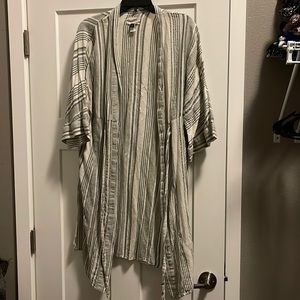 Green and white striped cardigan